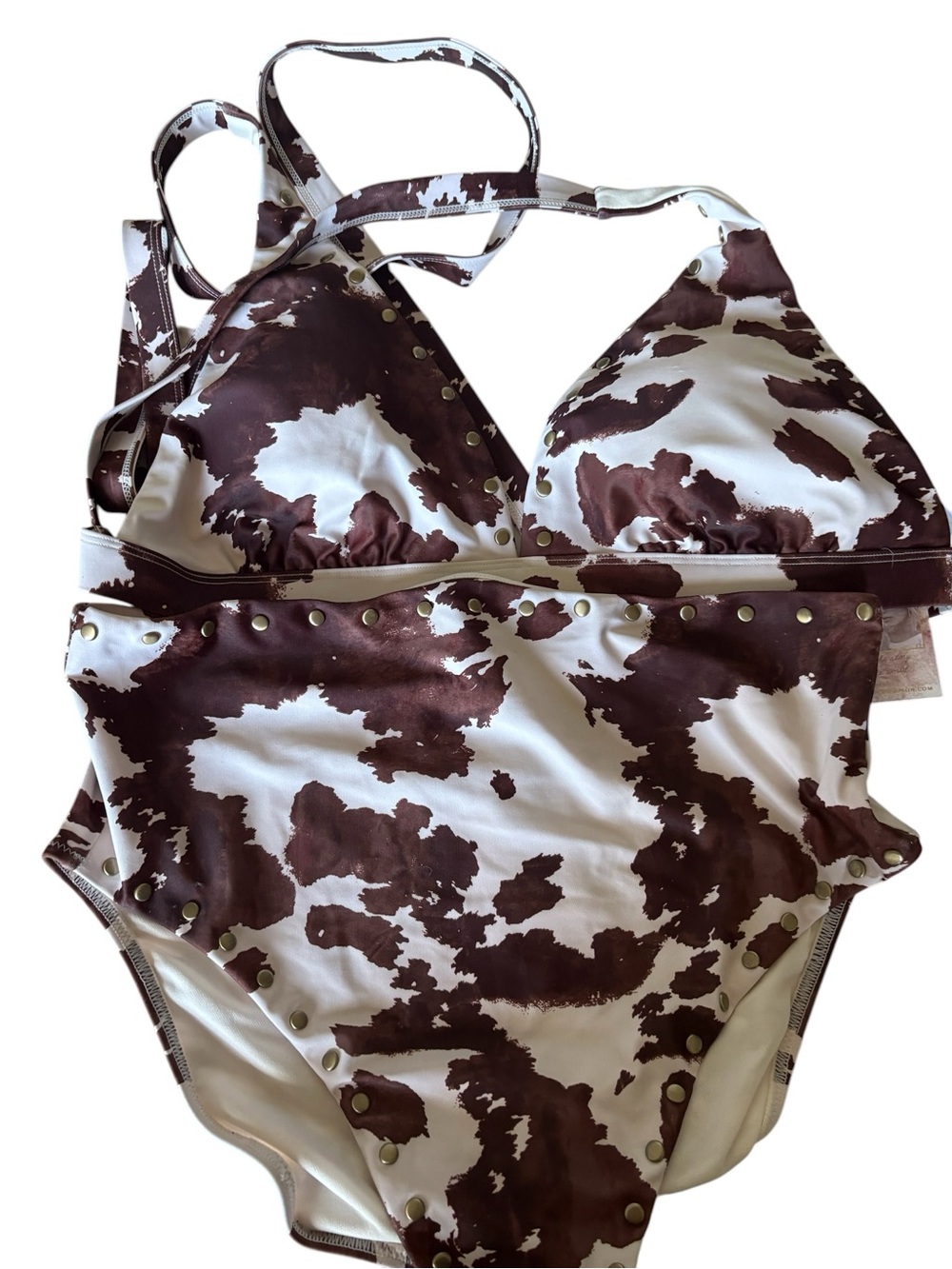 Jessica Simpson Brown & White Cow-Print Kids One-Piece Swimsuit